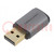 Adapter; USB A plug,USB C socket; gold-plated; grey