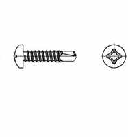 DIN 7504 Bohrschrauben Blechgewinde 2,9 x 13, Kreuzschlitz Phillips, A2, Form M, Linsenkopf