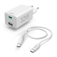 CHARGEUR RAPIDE USB-C/USB-A + CABLE, 32W, BLANC HAMA