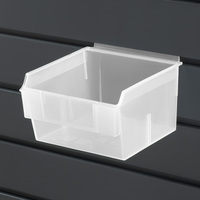 Shelfbox „100“ / Warenschütte / Box für Lamellenwandsystem | milchig transparent