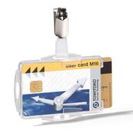 Durable DUO 2 Card Security Pass ID Badge Holders with Clip | 25 Pack | Clear