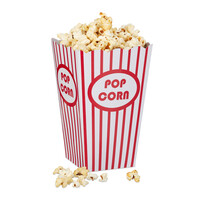 Relaxdays Popcorntüten, 48 Stück, gestreift, US-Retrostyle, Kino, Filmabend Zubehör, Kindergeburtstag, Pappe, rot/weiß
