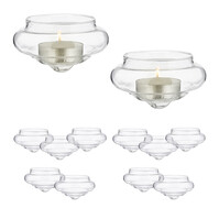 Relaxdays Schwimmwindlicht, 12er Set, Teelichthalter Glas, H x D: 4,5 x 8 cm, Schwimmschalen für Teelichter, transparent