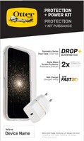OtterBox Protection + Power Kit Apple iPhone 12 mini (Symmetry Clear / Alpha Glass / EU USB-C Wall Charger 20W - blanc) - Funda + Protector de Pantalla de Cristal Templado + Ada...