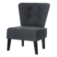 PAPERFLOW Fauteuil Brighton en bois et polyester pied Noir revêtement Anthracite, L640 x H820 x P650 cm