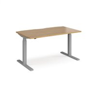 Elev8 Touch straight sit-stand desk 1400mm x 800mm - silver frame and oak top