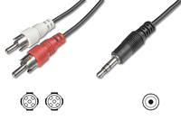 Audio connection cable. stereo 3.5mm - 2x RCA 2.50m. CCS. 2x0.10/10. shielded. M/M.