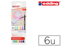 Rotulador edding punta fibra 1200 pastel punta redonda 1 mm estuche de 6 unidades colores surtidos