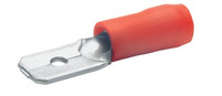 Flachstecker, 6,3 x 0,8 mm, L 22 mm, isoliert, gerade, rot, 0,5-1,0 mm², AWG 20-