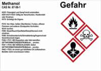 Gefahrstoffetikett Methanol - Gefahr, Rot/Schwarz, 7.4 x 10.5 cm, Selbstklebend