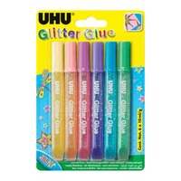 Glitterglue YOUNG CREATIV SHINY, 6x10ml, 6 Farben sortiert UHU 39110