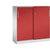 Armario de puertas correderas ASISTO, altura 1292 mm, anchura 1200 mm, gris luminoso / rojo vivo.