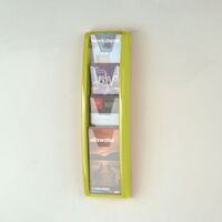Wall mounted coloured leaflet dispensers - 4 x ? A4 pockets, lime