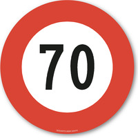 Höchstgeschwindigkeit - 70, Vorschriftssignal Schild, 10 cm, aus Alu-Verbund, mit UV-Schutz
