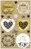 Deko Sticker, Papier, Glückwünsche, braun, schwarz, weiß, gold, 30 Aufkleber