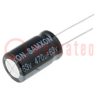 Kondensator: elektrolityczny; THT; 470uF; 63VDC; Ø12,5x20mm; ±20%