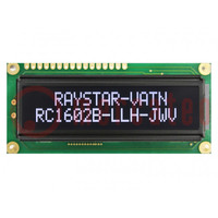 Display: LCD; alfanumeriek; VA Negative; 16x2; 80x36x13,2mm; LED