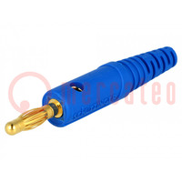 Plug; 4mm banana; 10A; 33VAC; 70VDC; blue; Max.wire diam: 2mm