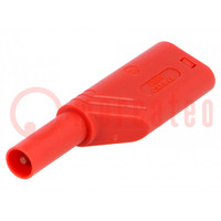 Connector: 4mm banana; plug; 24A; 1kVDC; red; 0.5÷2.5mm2; on cable