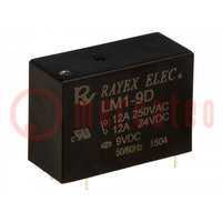Relay: electromagnetic; SPDT; Ucoil: 9VDC; Icontacts max: 12A; LM1