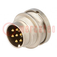 Connector: M16; socket; male; soldering; PIN: 7; 5A; 250V; IP68