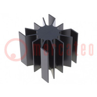 Heatsink; LED; L: 51.5mm; W: 51mm; Ø: 26mm; H: 50mm; black