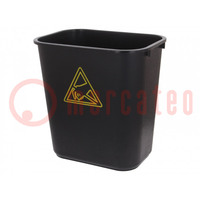 Waste bin; ESD; 370x260x380mm; 35l; polypropylene; black