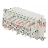 Connector: HDC; contact insert; female; C146; PIN: 16; 16+PE; 16A