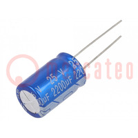 Capacitor: electrolytic; THT; 2200uF; 25VDC; Ø13x35mm; Pitch: 5mm