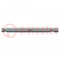 Screwdriver bit; hex key,spherical; HEX 7/64"; Overall len: 89mm