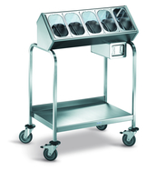 Produktbild - Besteck- und Tablettwagen BT 400 inkl. 5 Besteckbehälter der Größe GN 1/4-150 aus CNS, Rollen Kunststoff