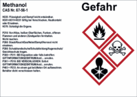 Gefahrstoffetikett Methanol - Gefahr, Rot/Schwarz, 14.8 x 21 cm, Polyesterfolie