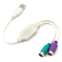Gembird UAPS12 PS/2-kabel 0,3 m 2x 6-p Mini-DIN USB A Wit
