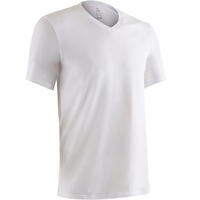 500 Slim-fit V-neck Pilates & Gentle Gym T-shirt - White - XL