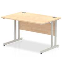 Impulse 1200 x 800mm Straight Desk Maple Top Silver Cantilever Leg I000349