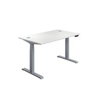 Jemini Sit Stand Desk 1400x800mm White/Silver KF809852