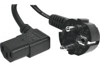 Netzanschlusskabel, Schutzkontakt-Stecker / Kaltgerätebuchse abgewinkelt, schwarz, 3,0 m