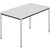 Rechthoekige tafel, met vierkante, verchroomde tafelpoten