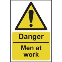 Danger men at work sign