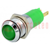 Indicator: LED; recessed; green; 24÷28VDC; 24÷28VAC; Ø14.2mm; IP67