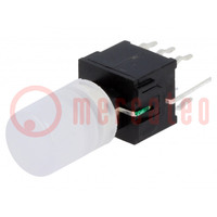 Microswitch TACT; DPDT; Pos: 2; 0.1A/30VDC; THT; none; green; 1.5N