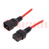 Cable; IEC C19 female,IEC C20 male; PVC; 2m; red; 16A; 250V