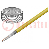 Cable: de micrófono; 2x0,35mm2; amarillo; OFC; -15÷70°C; PVC
