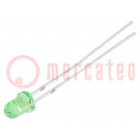 LED; 3mm; giallo-verde; 330÷500mcd; 30°; Frontale: convesso