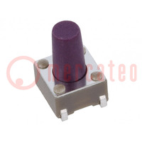 Microswitch TACT; SPST-NO; Pos: 2; 0.05A/12VDC; SMT; 0.64N; 6x6x4mm