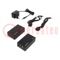 HDMI-extender; HDCP 1.3; zwart; Cat: 6,7,Cat 8; 60m