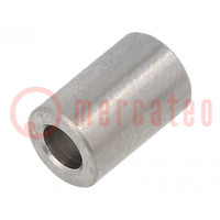 Spacer sleeve; 2mm; cylindrical; stainless steel; Out.diam: 6mm