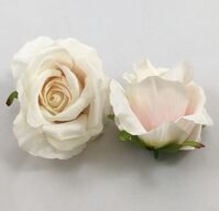 Artificial Silk Single Rose Flower Wall Heads x 100pcs - 7cm, Soft Peach