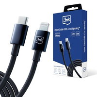CABLE USB-C A LIGHTNING 20W 5A 1,2M - CABLE HYPER 3MK NEGRO