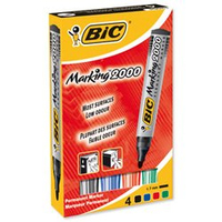 BIC Marking 2000 permanent marker Bullet tip Black, Blue, Green, Red 4 pc(s)